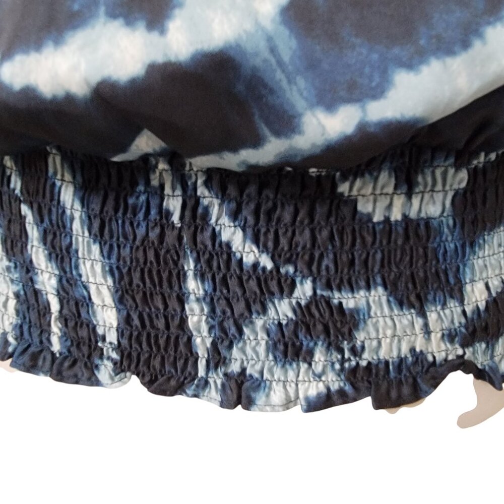 MICHAEL Michael Kors Size L True Navy & Light Blue Tie Dye Satin Blouse - Picture 2 of 13